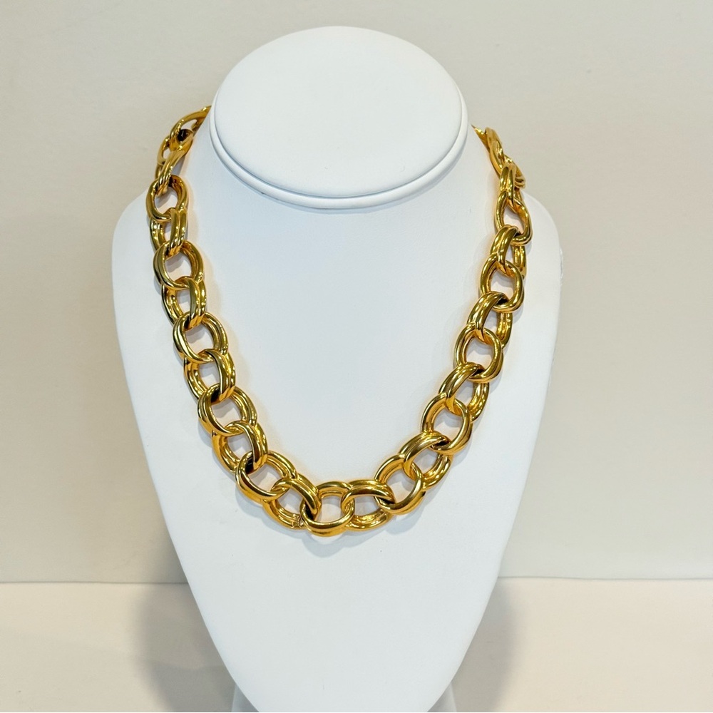 Vintage Anne Klein Toggle Link Gold Tone Heavy Chunky 90s Necklace 18.5” - Picture 3 of 10